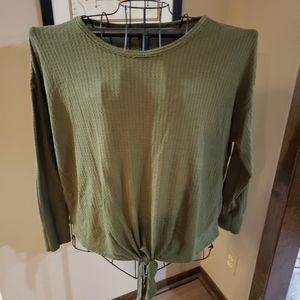 XL Ana Green Tie-Front Top